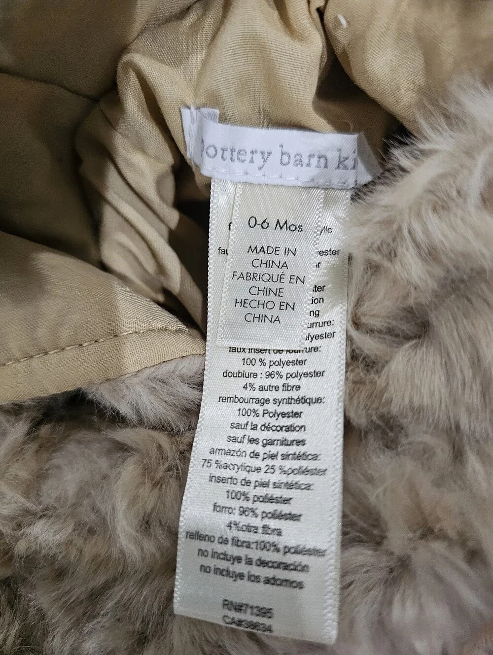 Pottery Barn Kids Baby Dog Costume Size 0-6 months NWT
